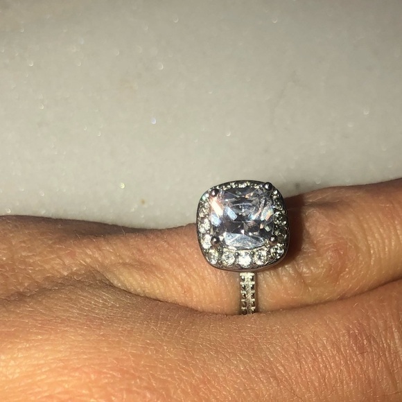 SILVER Metal w Cubic Zirconia Ring No Stamp Filigree Setting Studded Band Sz 6 - Picture 5 of 7